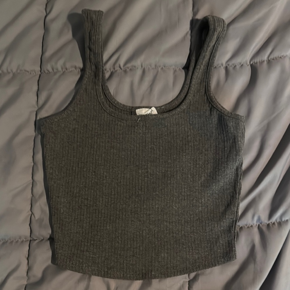 Gray Ribbed Women's Tank Top